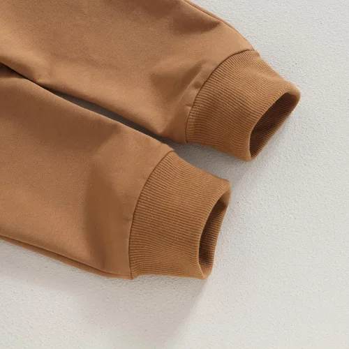 Vista 7 de Conjunto de 2 piezas de sudadera con estampado de letras y pantalones largos elásticos, lindos trajes para recién nacidos