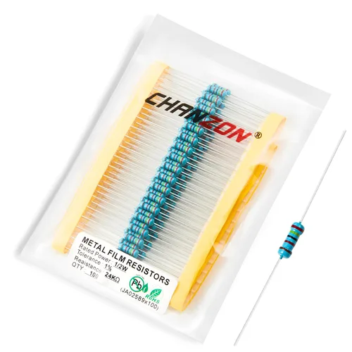 Vista 57 de Chanzon 100pcs 1/2W (0.5W) 1 Ω ohmios Resistencia fija de película metálica 0.01 ±1% Tolerancia 1R MF Orificio pasante Resistencias limitadoras