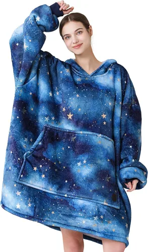 Vista 53 de THREE POODLE - Manta con capucha portátil para mujeres, sudadera con capucha de sherpa de gran tamaño para adultos hombres, mantas con capucha