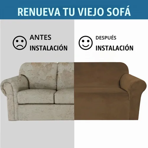 Vista 5 de H.VERSAILTEX Fundas de terciopelo elástico para sofá de dos plazas, fundas para sofá de 2 cojines para sala de estar, fundas deslizables con correas