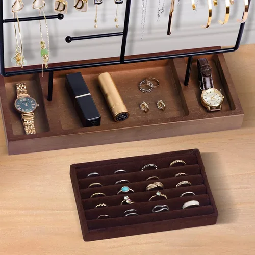 Vista 7 de ProCase Paquete de joyas de viaje con soporte organizador de joyas de 6 niveles
