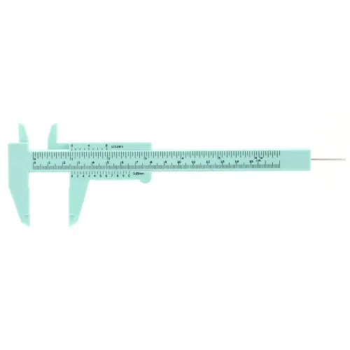 Vista 3 de Pinza Vernier de 6 pulgadas con doble regla, pinza Vernier de plástico de 0.002 in de precisión para medición de joyas (verde)