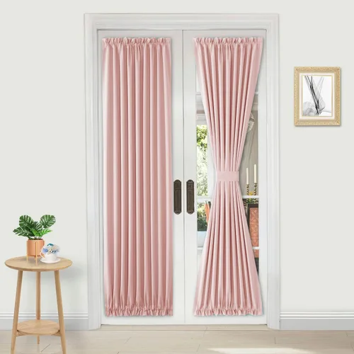 Vista 164 de DWCN Cortinas para Puertas Francesas – Cortinas opacas térmicas con bolsillo para barra para puertas con ventana de cristal, puertas de cocina