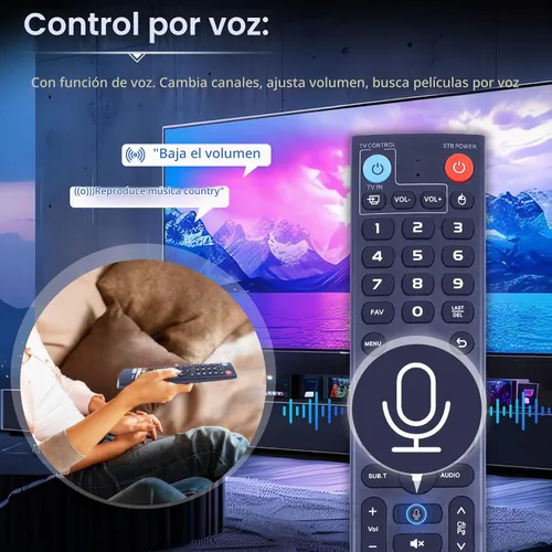 Vista 3 de Nuevo control remoto de voz V3 Pro compatible con vSeeBox V1/V2, V3/V2/V1/V5 Pro, V3Plus, Max/Elite/Max Control remoto por voz Bluetooth inteligente