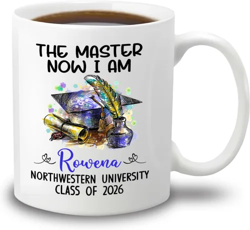 Vista 16 de Taza de café blanca personalizada para graduación, con texto en inglés "Behind You All Your Memories Before You All Your Dreams", taza de café de 11