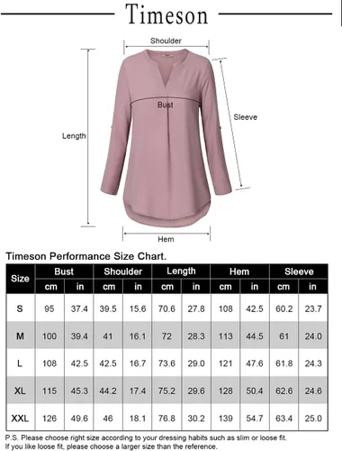 Vista 7 de Timeson - Blusa informal de gasa para mujer con cuello en V y manga 34