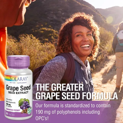 Vista 5 de SOLARAY Extracto de semilla de uva 200 mg más complejo bioflavonoide Apoyo cardiovascular saludable y de vasos sanguíneos 60 VegCaps