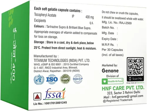 Vista 2 de Genone E-gen Natura Natural Vitamina E Aceite Cápsula para Piel y Cabello (50 Cápsulas)