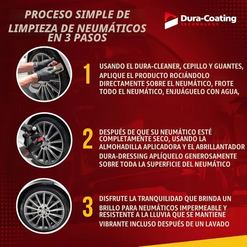 Vista 4 de DURA-COATING TECHNOLOGY, Kit de recarga de apósito para neumáticos, para neumáticos ya recubiertos con Dura-Dressing - Brillo para neumáticos