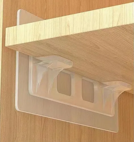 Vista 3 de 12 clavijas de soporte para estantes sin taladro, soporte adhesivo para estantes, clips de estante de gabinete para gabinete de cocina, estantes