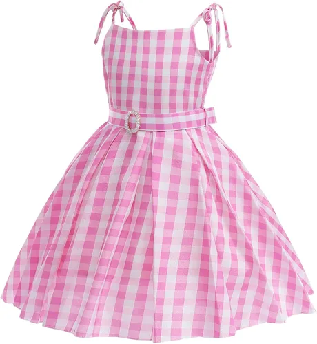 Vista 2 de Girls Costume Dress, 3-11 Years Kids' Movie Cosplay Pink Outfit with Accessory Sets for Halloween Party Birthday