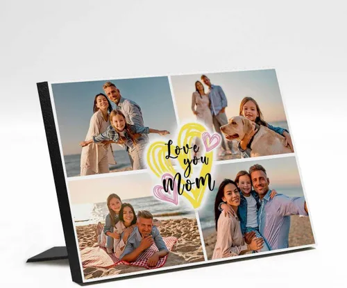 Vista 9 de InterestPrint Panel de fotos personalizado para mamá y nombre para exhibición de mesa Love You Mom You're the Best 3 Fotos Marco de fotos