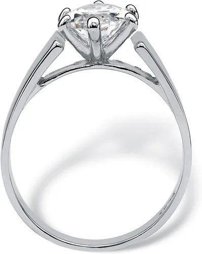 Vista 2 de PalmBeach Sterling Silver Marquise Shaped Cubic Zirconia Wide Band Solitaire Engagement Ring Sizes 5-12
