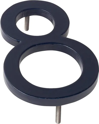 Vista 12 de Montague Metal Products MHN-12-F-NY1-4 Números flotantes modernos de aluminio cepillado sólido, 12 pulgadas, azul marino con recubrimiento en polvo