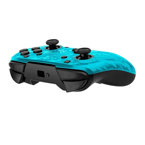 Vista 6 de PDP Gaming Faceoff Deluxe Wireless Switch Pro Controller - Blue Camo Camouflage - Officially Licensed by Nintendo - Customizable buttons, sticks