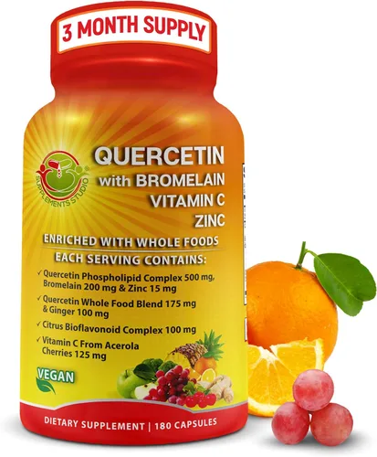 Vista 8 de Quercetina con bromelina – Complejo fosfolípido de quercetina 500 mg Suplemento de alta absorción – Apoyo inmunológico con vitamina C, zinc