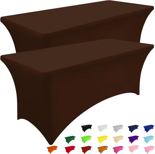 Vista 10 de Smiry Paquete de 2 Manteles de Spandex de 6 Pies, Manteles Elásticos Ajustables Extensibles, Lavables y Sin Arrugas, Cubierta Rectangular para Mesa