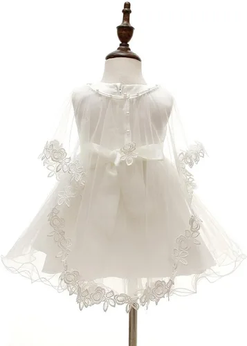 Vista 4 de Juego de 3 piezas de vestido de bautizo, vestido formal para niña, Marfil