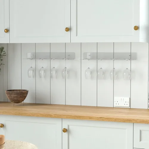 Vista 7 de Soporte de acrílico transparente para copas de vino, estantes de almacenamiento para copas de vino de pared, estante de pared para copas