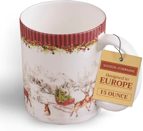 Vista 92 de Maison d' Hermine Taza de café con asas, tazas de porcelana fina de hueso, paquete de una taza de té para bebidas calientes, capuchino, latte
