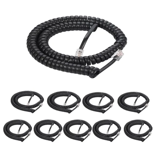 Vista 9 de Vthahaby Paquete de 2 cables de teléfono para línea fija, longitud máxima estirada de 8 pies (sin enrollar)/1.4 pies (enrollado), cable RJ9 4P4C
