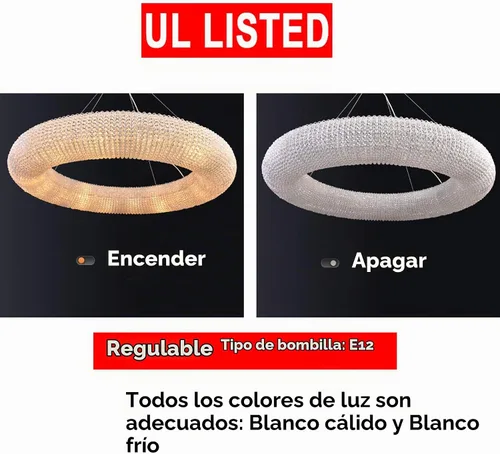 Vista 2 de Candelabros de cristal, lámparas de techo modernas, lámparas colgantes, anillo de orbe, lámpara contemporánea, ajustable, cable de acero inoxidable