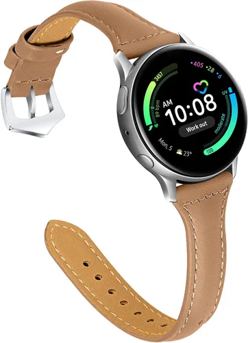 Vista 26 de JOYOZY Correa de cuero compatible con Samsung Galaxy Watch 6/7/FE/5/4 de 40 mm, 44 mm, Active (40 mm)/2 (40 mm) (44 mm), correa de muñeca delgada