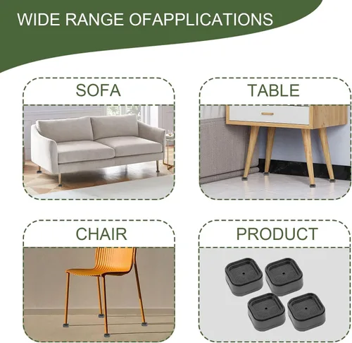 Vista 5 de Tefola Elevadores de cama ajustables para muebles, apilables, resistentes, bloques de elevación de cama cuadrados, elevadores de patas de escritorio