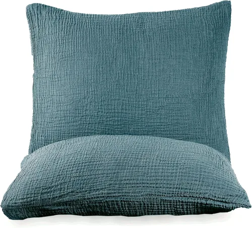Vista 31 de Manta de gasa de algodón puro suave de 4 capas de 50 x 60 pulgadas, prelavada, sin flecos, manta de muselina ligera para uso multiusos y regalo Azul