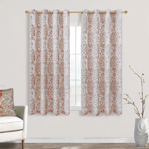 Vista 14 de Mrs.Naturall - Cortinas de 132 x 114 cm con patrón damasco en color negro, para sala de estar