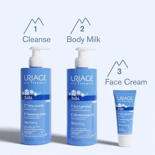 Vista 5 de Uriage Baby Daily Loción hidratante con Edelweiss orgánico + manteca de karité, nutre, hidrata y calma la piel, no grasa, con aroma delicado, 97%