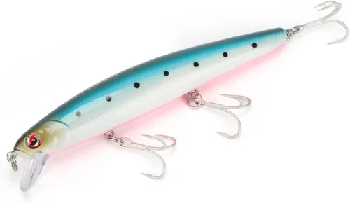 Vista 31 de LITTMA Señuelos de pesca de surf de California Señuelos de pesca de agua salada Jerkbait Crankbait Surf Minnow 110 - Sardina metálica Super Glow