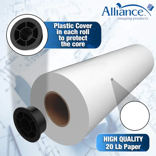 Vista 6 de Alliance Rollos de papel de formato ancho Bond Engineering (20 libras 4 rollos, 11 pulgadas x 500 pies núcleo de 3 pulgadas)