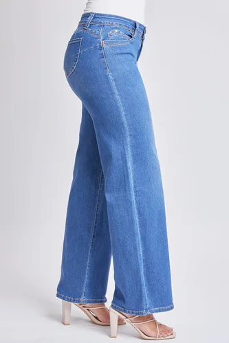 Vista 3 de YMI Wannabettabutt - Jeans sostenibles de pierna ancha y tiro bajo para mujer