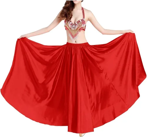Vista 5 de Falda tribal de satén para mujer con vuelo de círculo completo para Halloween