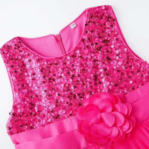 Vista 3 de Uhnice Vestido de fiesta de niña de las flores de malla de tul sin mangas
