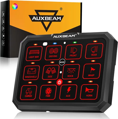 Vista 9 de Auxbeam RA80XL - Panel de interruptores RA80XL de 5 pulgadas, gran control de dispositivos complementarios Toggle/Momentary/Pulsed RGB dimmable