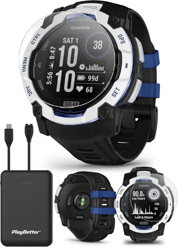 Vista 11 de PlayBetter Garmin Instinct 3 45mm (Negro) Paquete de Smartwatch GPS Resistente para Exteriores AMOLED - Bisel Reforzado con Metal, Linterna