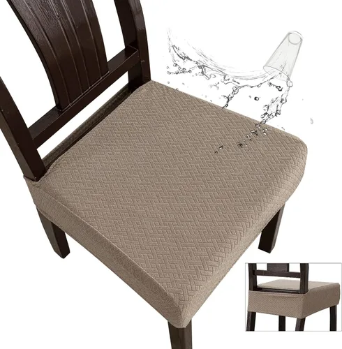 Vista 21 de Genina Fundas de asiento impermeables para sillas de comedor (2 unidades, con abertura trasera, beige)