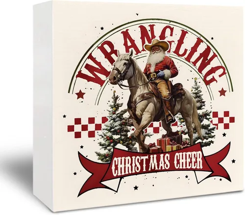 Vista 8 de Letrero de madera de Papá Noel – Decoración retro de Navidad de Papá Noel, caja de madera rústica de Satanás para el hogar, cocina, baño, mesa