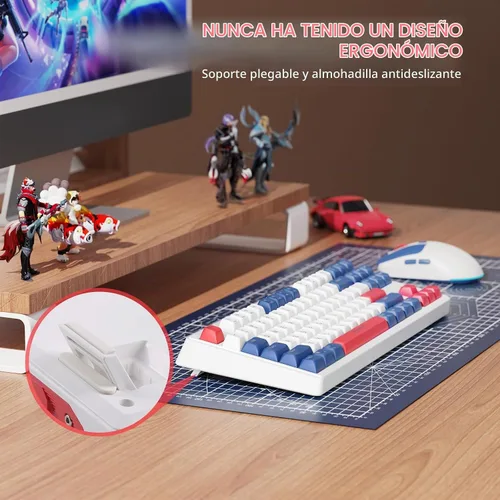 Vista 7 de Combo de teclado y mouse inalámbricos 2.4G, juego de mouse con retroiluminación RGB para Windows, Android y MacOS, teclado estético con dongle USB