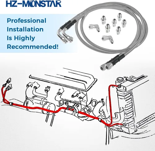 Vista 3 de 6AN 52" Kit de línea de manguera de enfriador de aceite fluido de transmisión Compatible with GM Chevy Ford GMC Buick Cadillac Cars and Trucks