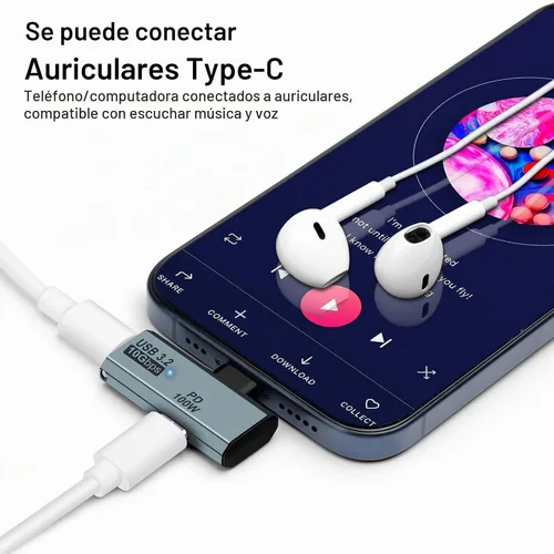 Vista 4 de Adaptador USB C OTG, carga PD tipo C de 100 W a divisor USB C dual para iPhone 15 Pro Max, Google TV Chromecast 2020, MacBook, Samsung Galaxy gris