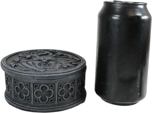 Vista 8 de Ebros Mitología griega Severed Head of Goddess Medusa con pelos de serpiente, caja de joyería redonda decorativa, joyero, hermanas gorgonas