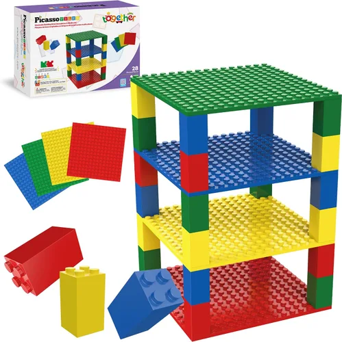Vista 11 de PicassoTiles Juego de 200 piezas de bloques de construcción de ladrillos de construcción grandes, juego de ladrillos STEM, juego de aprendizaje