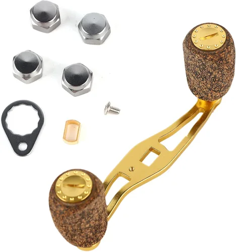 Vista 3 de RiToEasysports Mango de carrete de pesca, mango de carrete de pesca, perilla de madera, marco de fibra de carbono con accesorios, piezas de repuesto