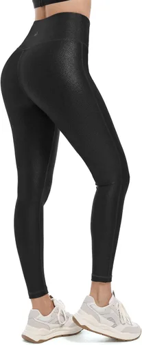 Vista 2 de HARTPOR Leggings de piel sintética para mujer de 25 pulgadas, cintura alta, control de abdomen, pantalones de cuero elásticos al tobillo