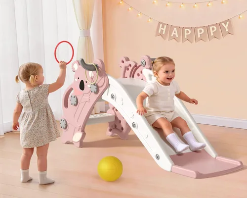 Vista 8 de Babytronic Tobogán 4 en 1 para niños pequeños de 1 a 3 años, para Rosa