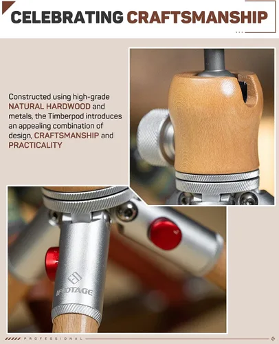 Vista 3 de IFOOTAGE Timberpod - Mini trípode, trípode para cámara pequeña con tornillo de 1/4 pulgadas, trípode de mesa profesional para cámara DSLR, teléfono