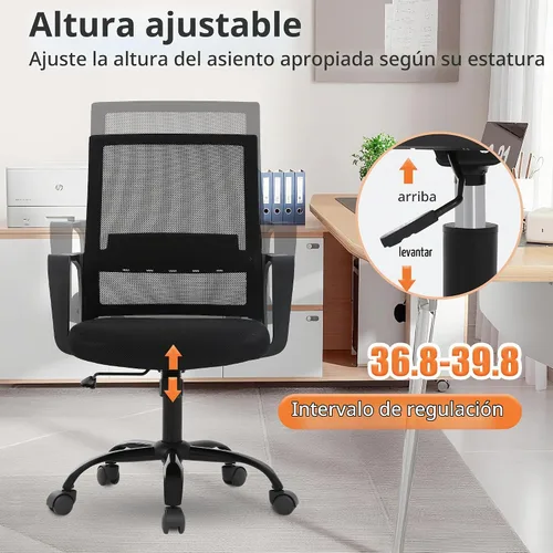 Vista 6 de PayLessHere Silla de oficina para computadora, silla ergonómica de malla, respaldo medio, silla giratoria para oficina en casa, silla de escritorio